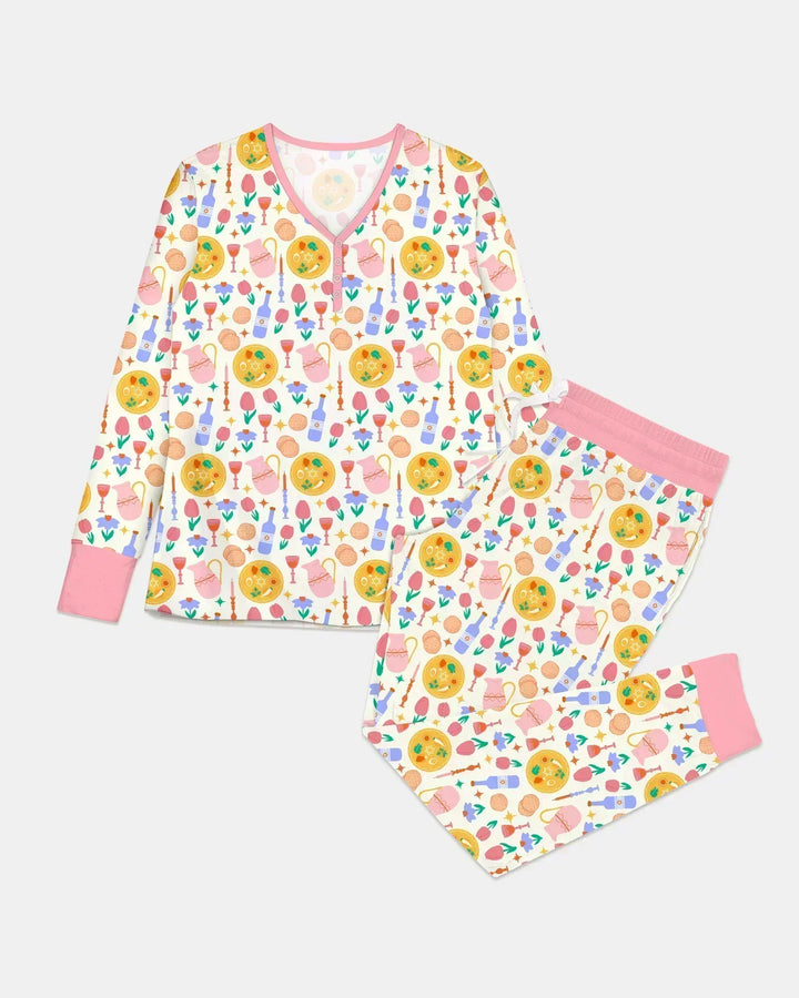 Pessach Sameach Passende Familien-Pyjama-Set aus Bambus für Damen