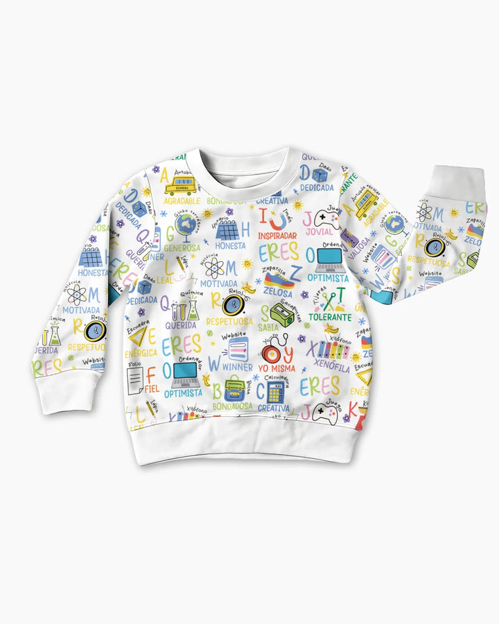 Du bist spanisches Alphabet Version Bambus Rundhals-Sweatshirt