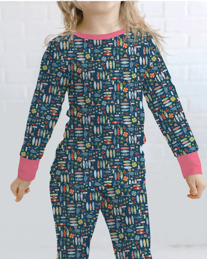 Zweiteiliges Langarm-Pyjama-Set mit Sommerfrüchten