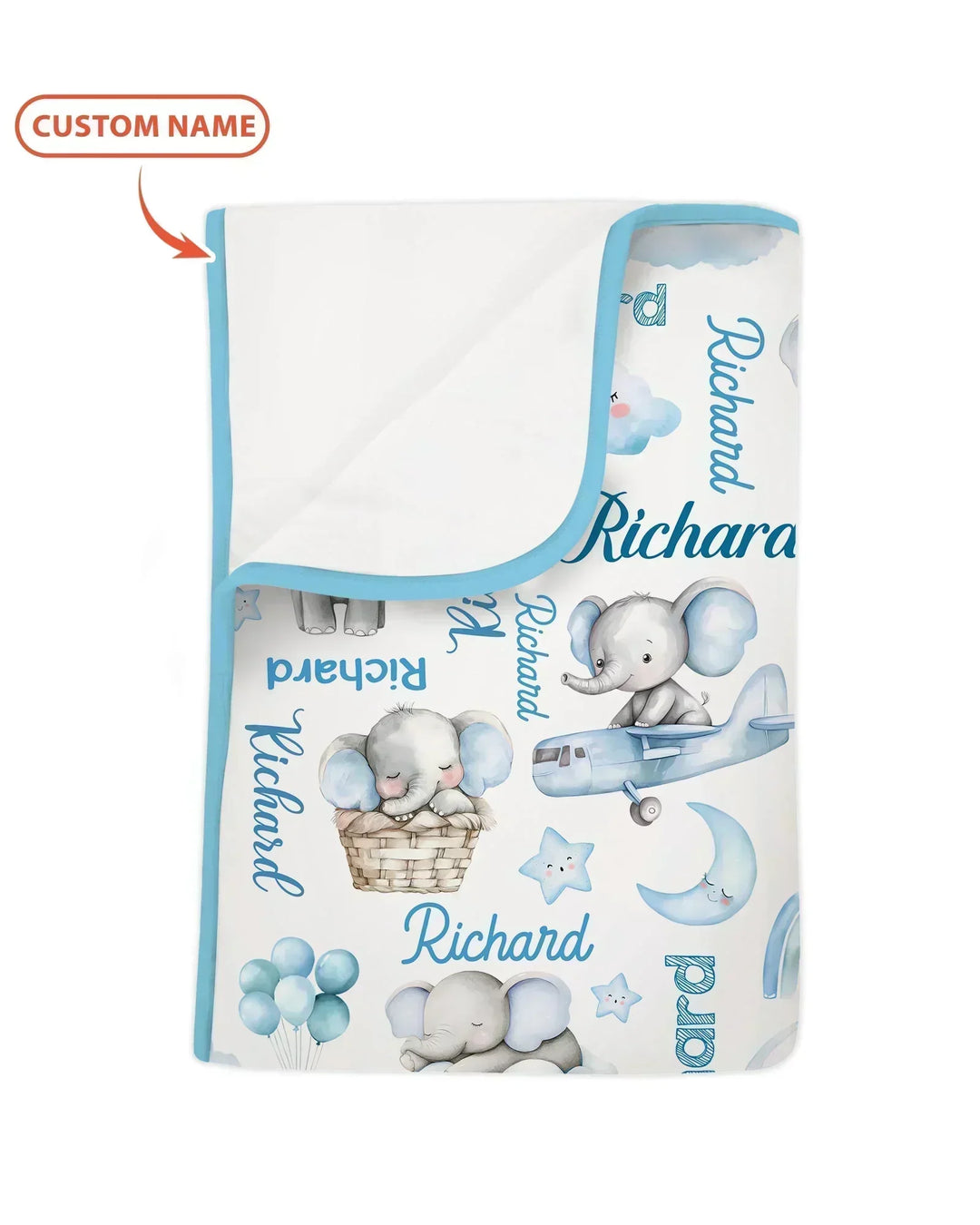 Elephant Love Custom Name Bamboo Blanket