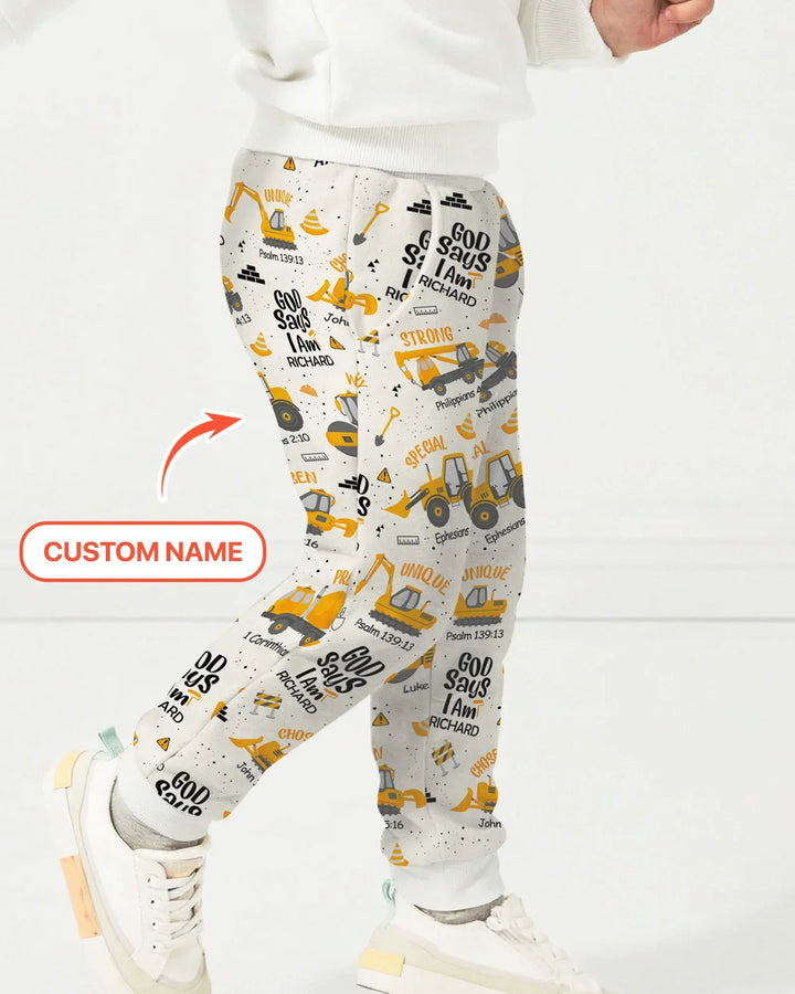 Custom Name God Says I Am Boy Bamboo Jogger