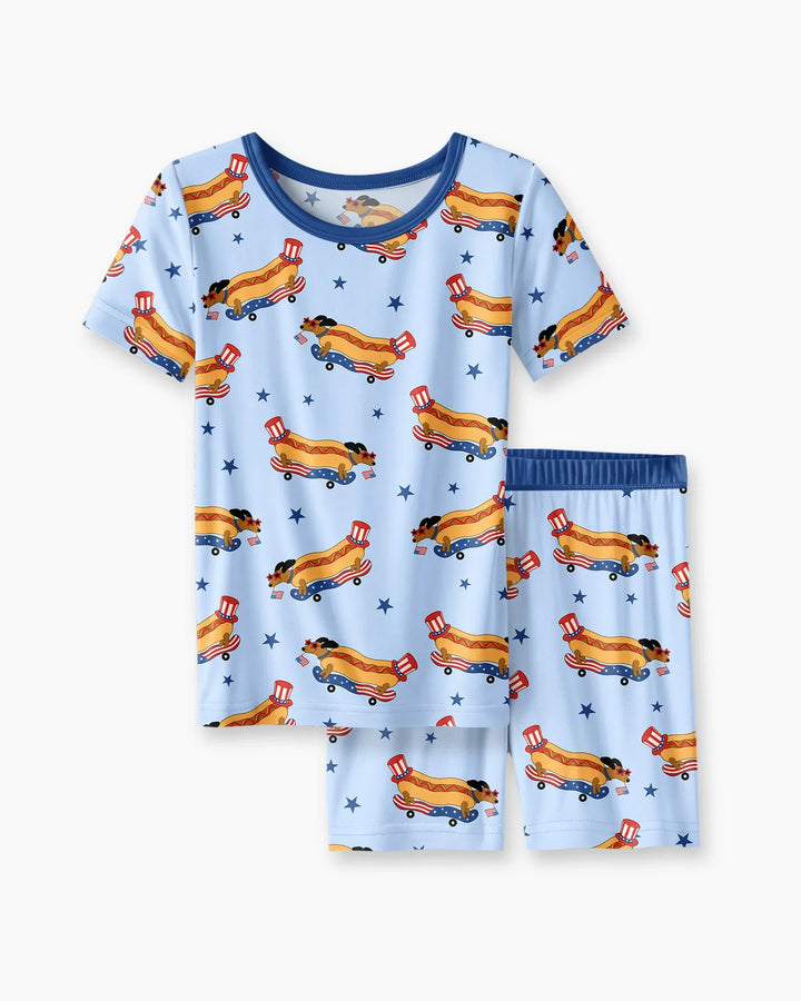 Schlafanzug-Set zweiteilig, kurze Ärmel, kurze Hose, Bambus