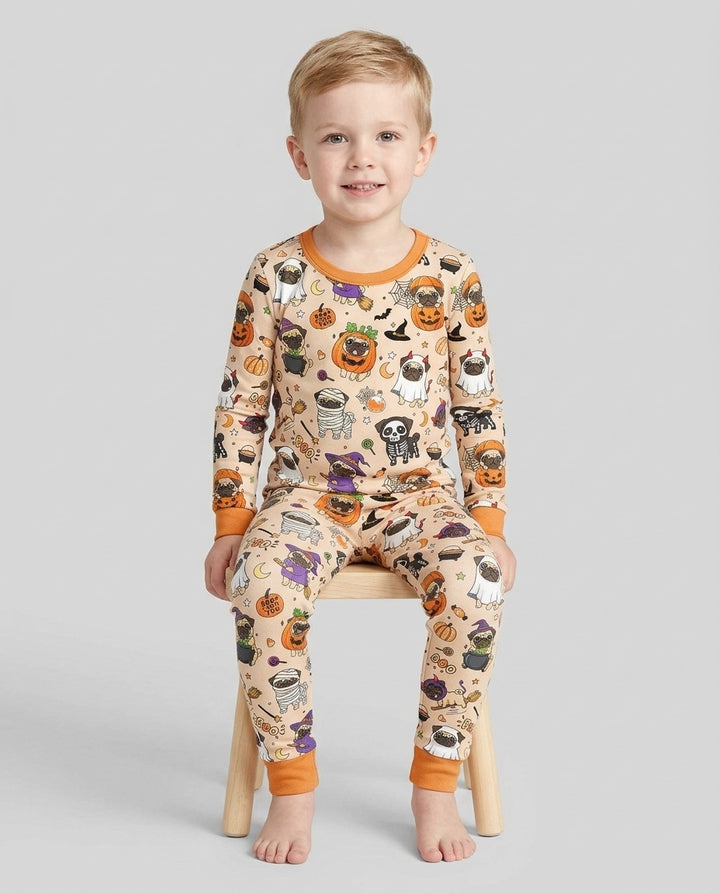Spooky Pug Bamboo Two Piece Long Sleeve Pajama Set