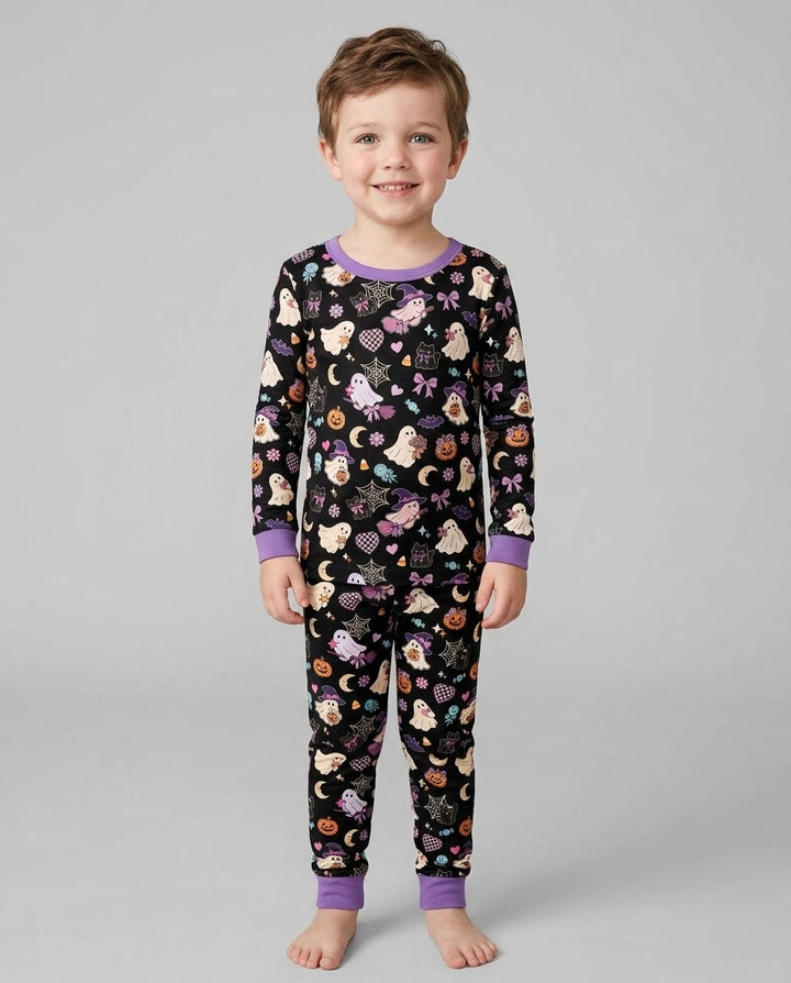 Retro Groovy Coquette Halloween Bamboo Two Piece Long Sleeve Pajama Set