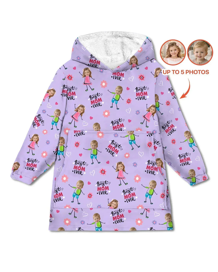 Personalisierbarer Foto "Beste Mama aller Zeiten" Doodle Bambus-Decken-Hoodie