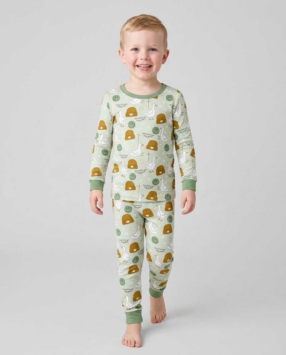 Zweiteiliges Langarm-Pyjama-Set mit Sommerfrüchten