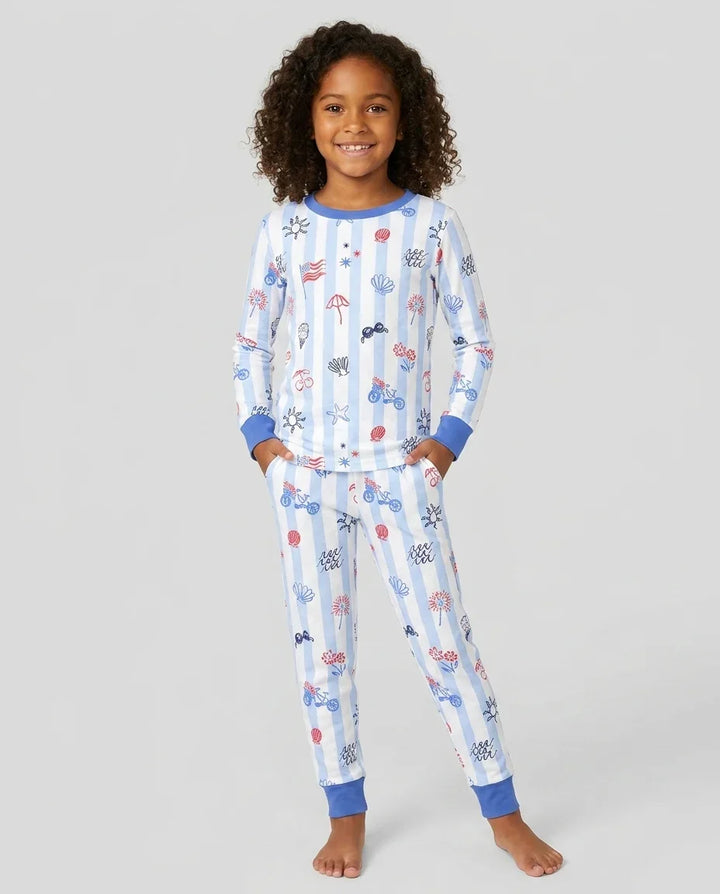 Zweiteiliges Langarm-Pyjama-Set mit Sommerfrüchten