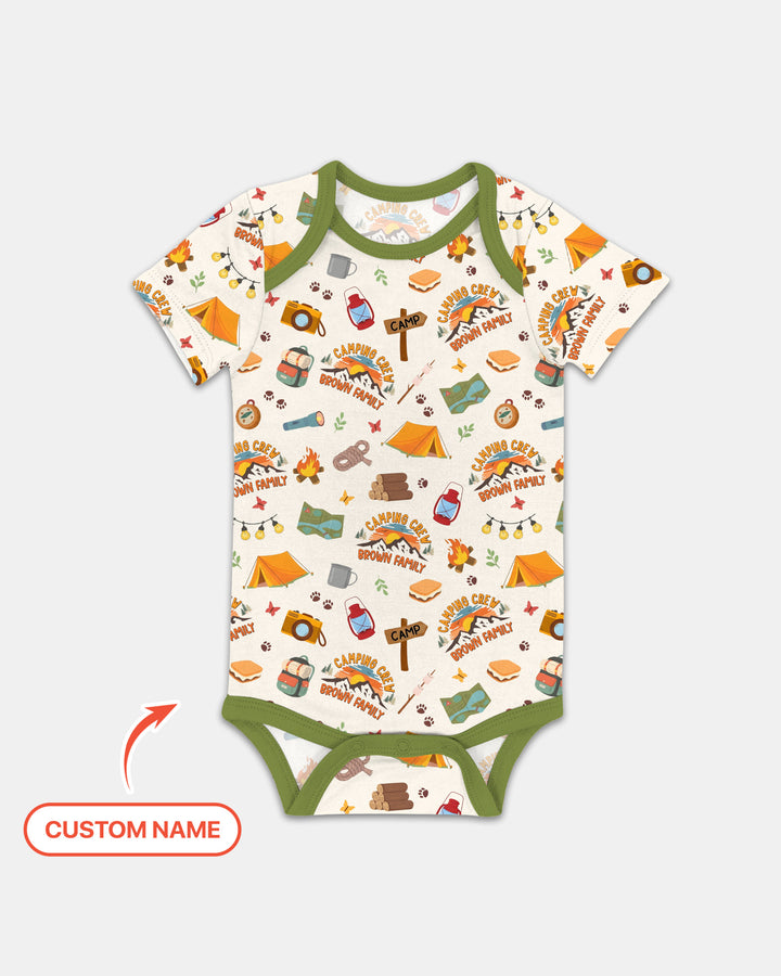 Custom Name Camping Crew Family Matching Bamboo Bodysuit