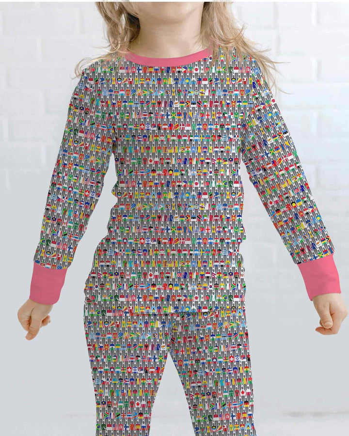 Zweiteiliges Langarm-Pyjama-Set mit Sommerfrüchten