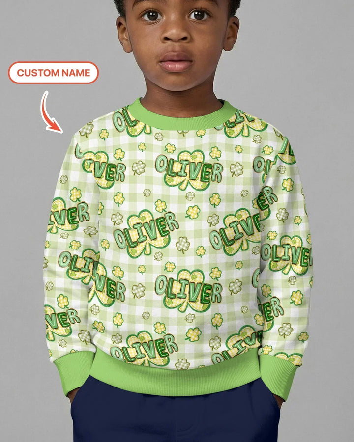 Personalisierbares Bambus-Rundhals-Sweatshirt „Lucky Shamrock“