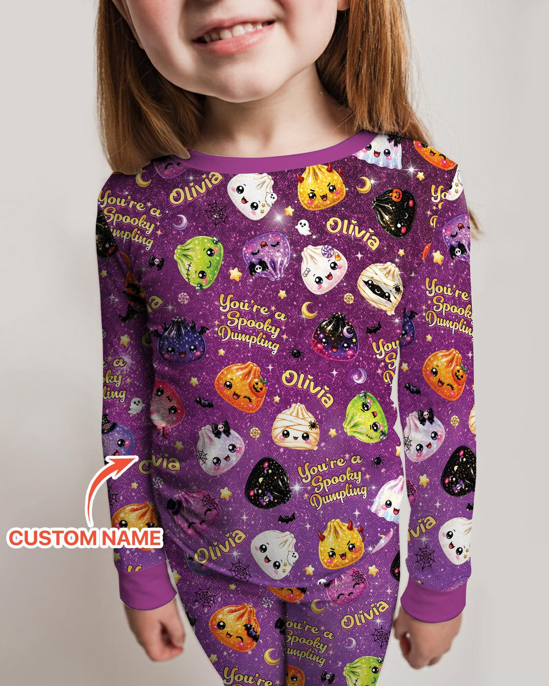 Custom Name You're A Spooky Dumpling Bamboo Two Piece Long Sleeve Pajama Set