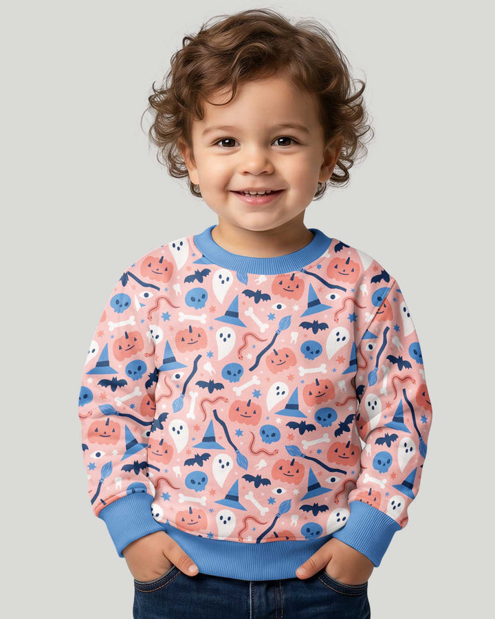 Pastel Pumpkins Skulls And Witch Craft Bamboo Crewneck Sweatshirt