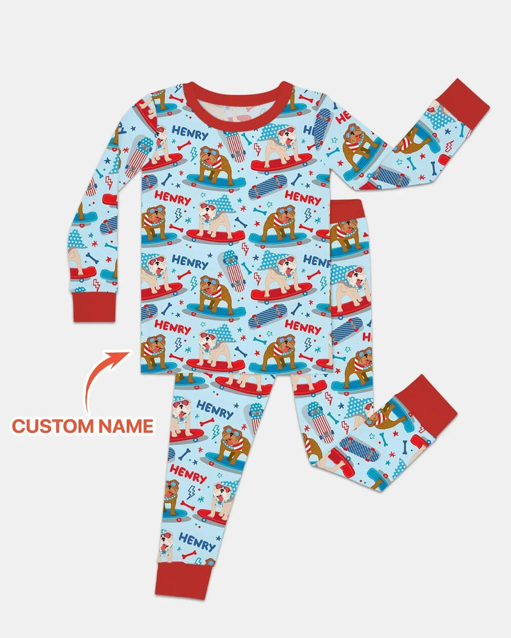 Zweiteiliges Langarm-Pyjama-Set mit Sommerfrüchten