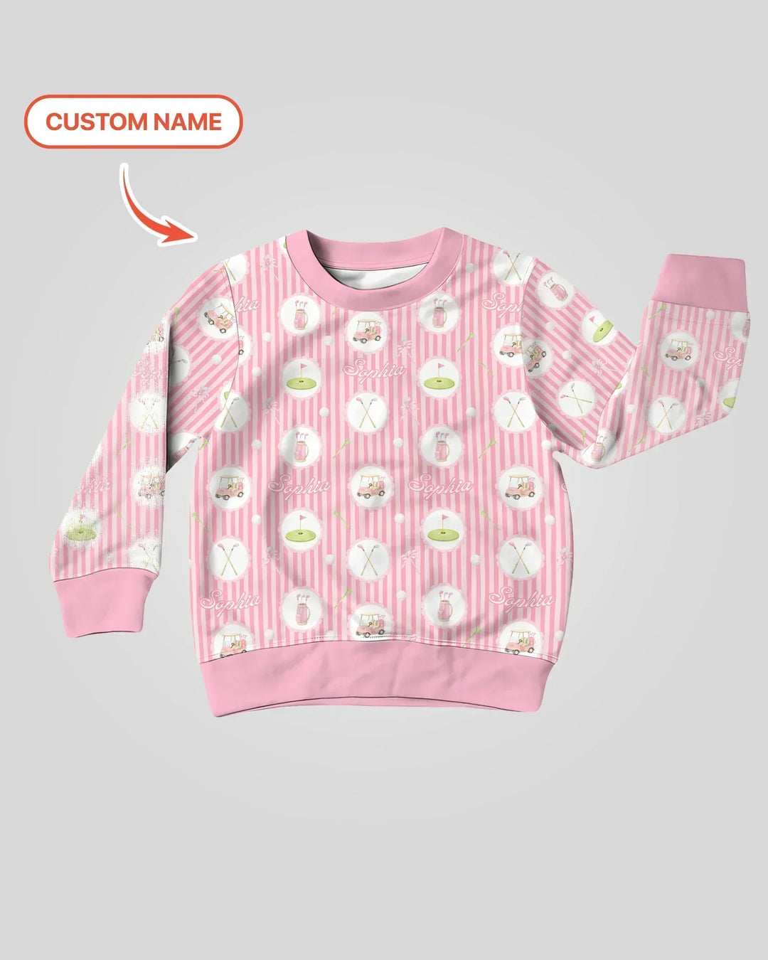 Individueller Name Rosa Golf-Mädchen Bambus-Rundhalspullover