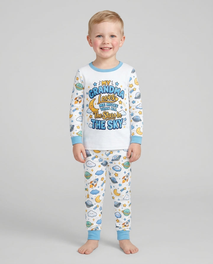 My Grandma Loves Me More Than All The Stars Bamboo Two Piece Long Sleeve Pajama Set