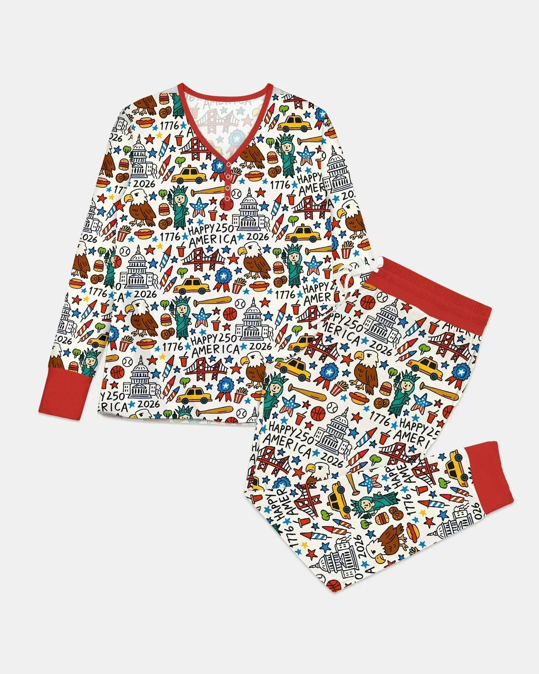 Doodle America 250. Jubiläum Familien-Bambus-Pyjama-Set für Damen