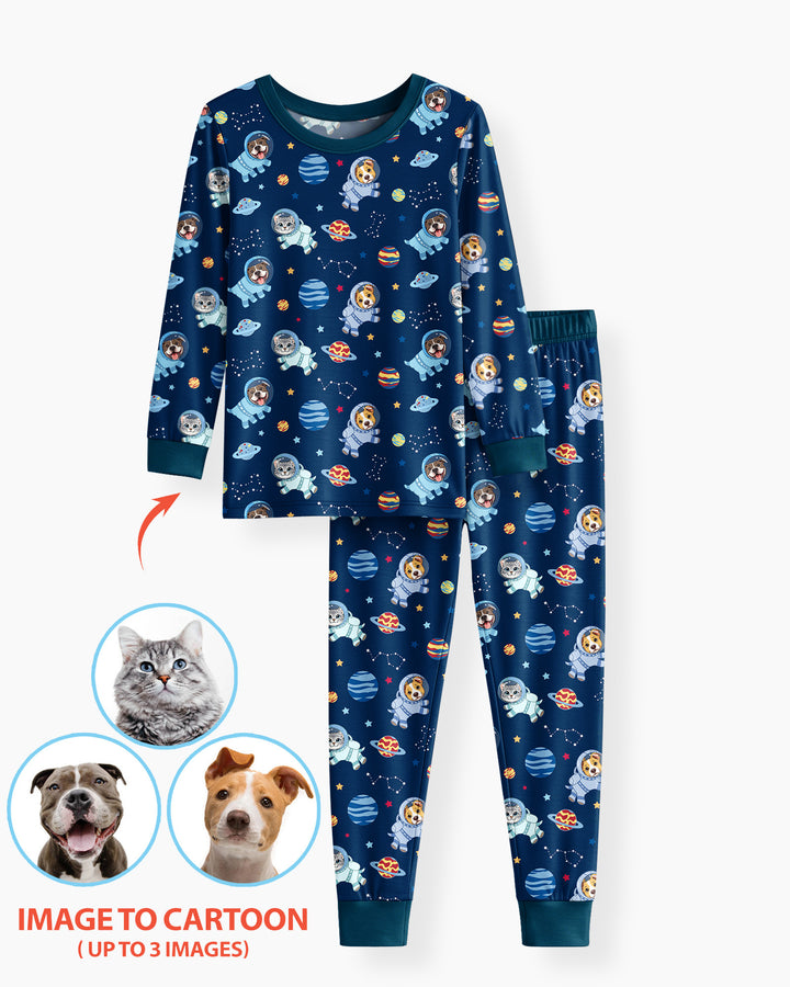 Zweiteiliges Langarm-Pyjama-Set mit Sommerfrüchten