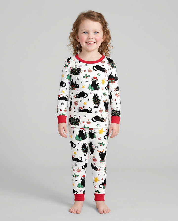 Christmas Black Cats Bamboo Two Piece Long Sleeve Pajama Set