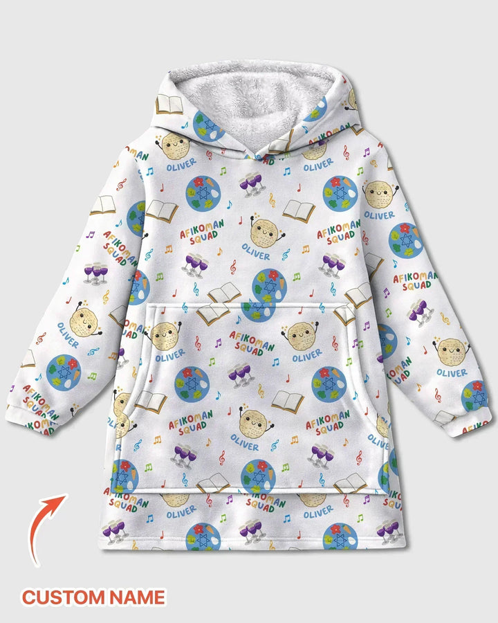 Custom Name Passover Afikoman Squad Bamboo Blanket Hoodie