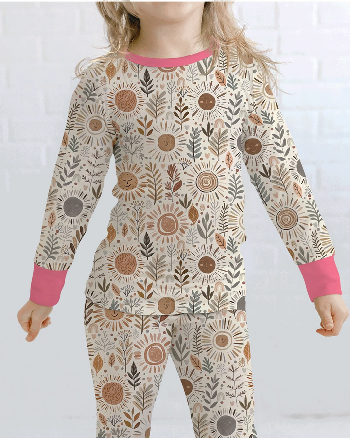 Zweiteiliges Langarm-Pyjama-Set mit Sommerfrüchten