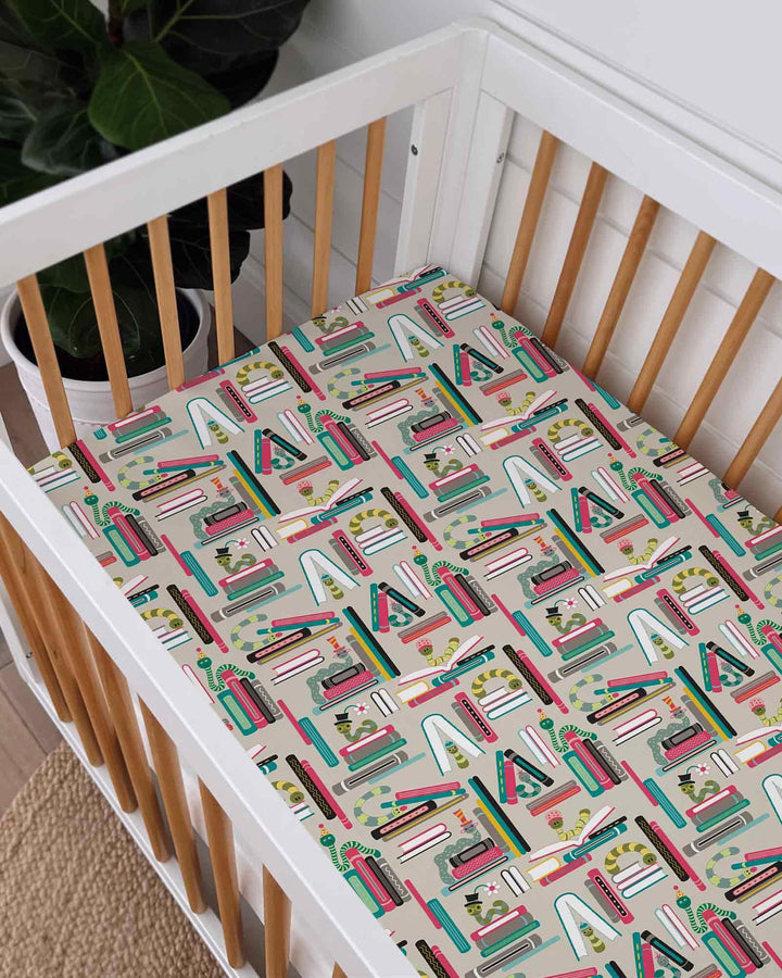 Bookworm Adventures Bamboo Fitted Crib Sheet