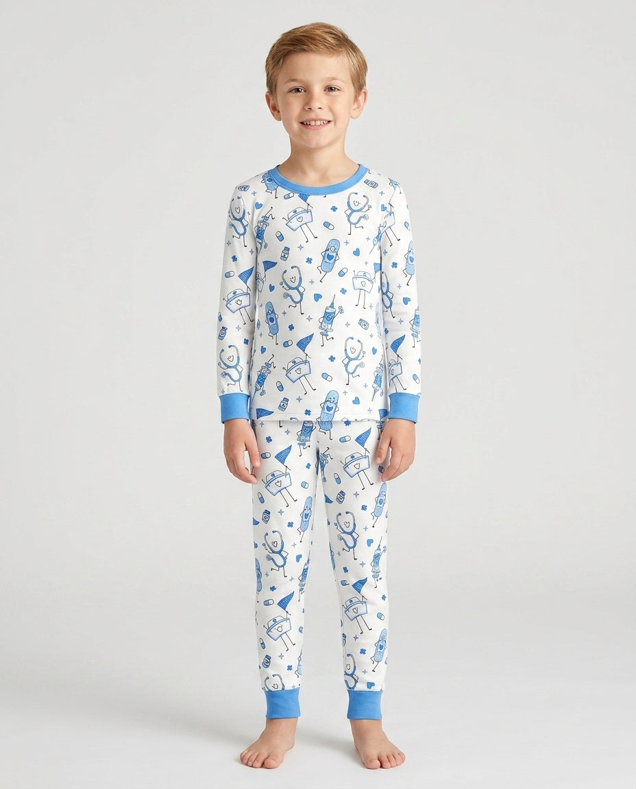 Zweiteiliges Langarm-Pyjama-Set mit Sommerfrüchten