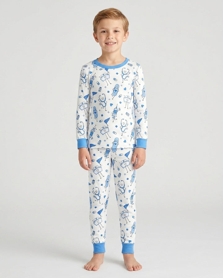 Zweiteiliges Langarm-Pyjama-Set mit Sommerfrüchten
