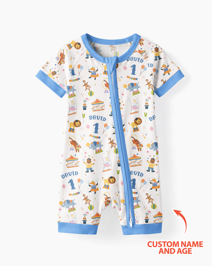 Custom Name Birthday Circus Bamboo Shorty Zippy