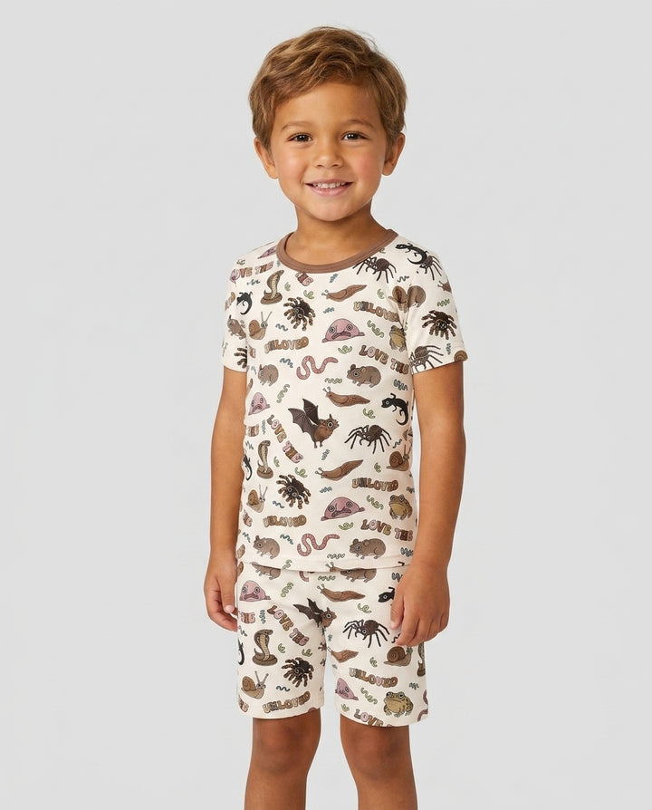 Schlafanzug-Set zweiteilig, kurze Ärmel, kurze Hose, Bambus