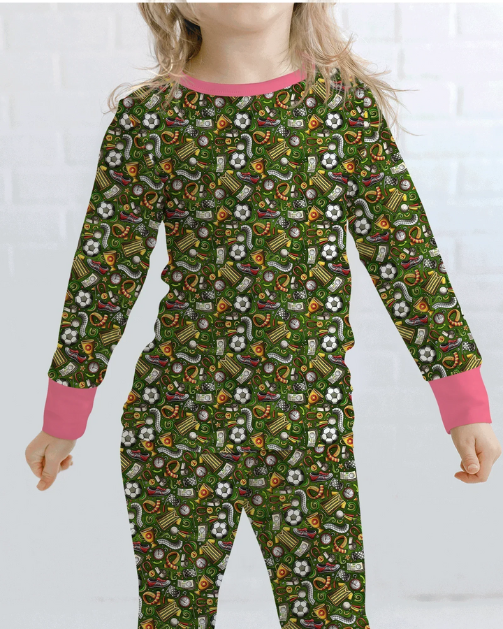 Zweiteiliges Langarm-Pyjama-Set mit Sommerfrüchten