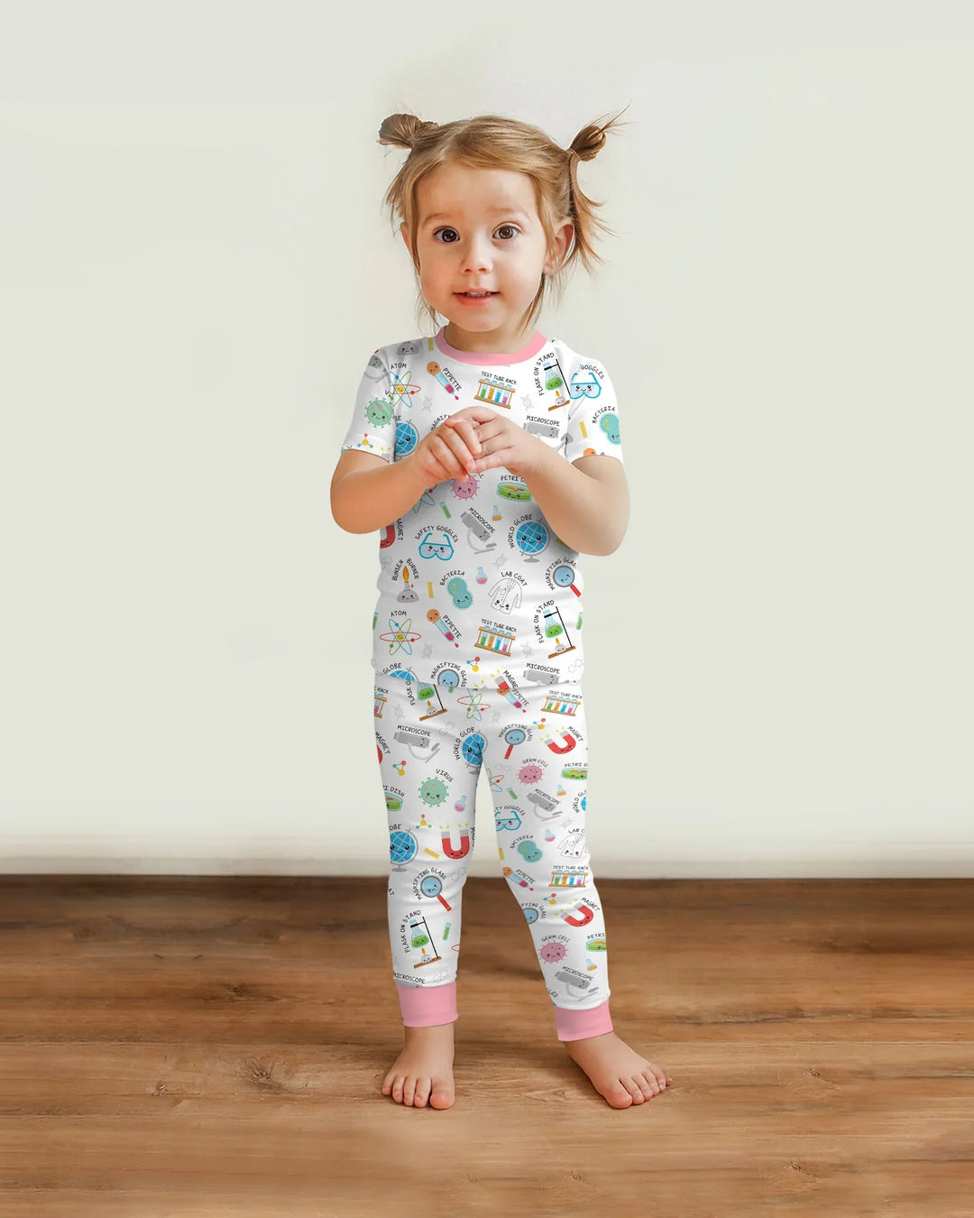 Science Fun Family Matching Bamboo Two Piece Short Sleeve Pajama Set