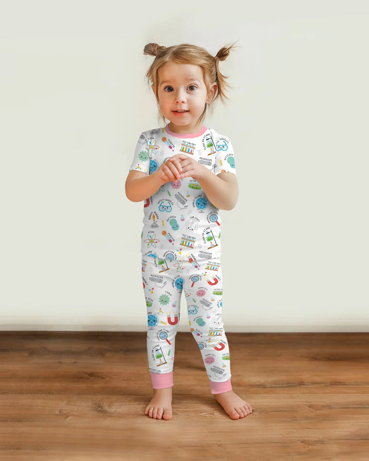 Science Fun Family Matching Bamboo Two Piece Short Sleeve Pajama Set