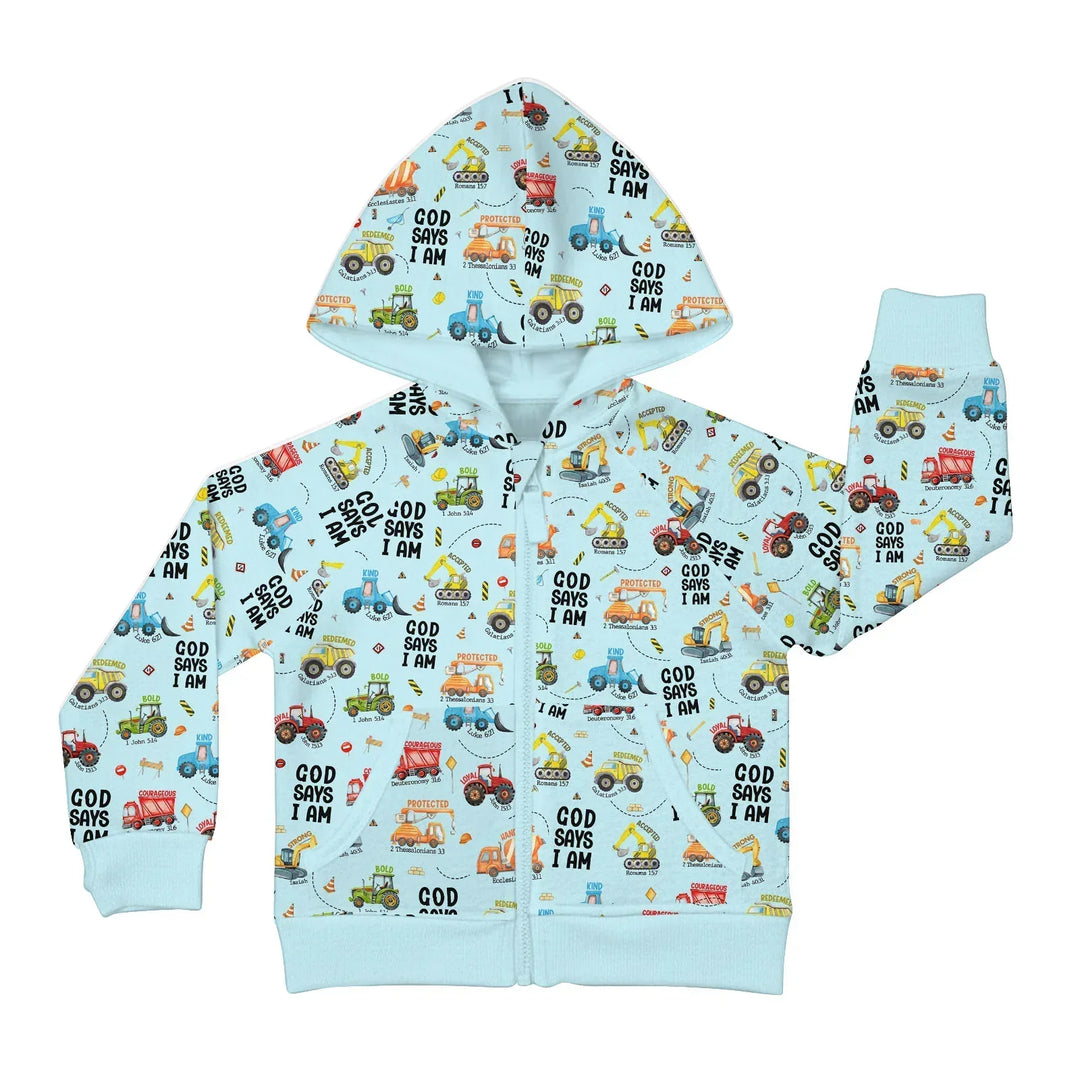 God Says I Am Boy Bambus-Kapuzenpullover mit Reißverschluss