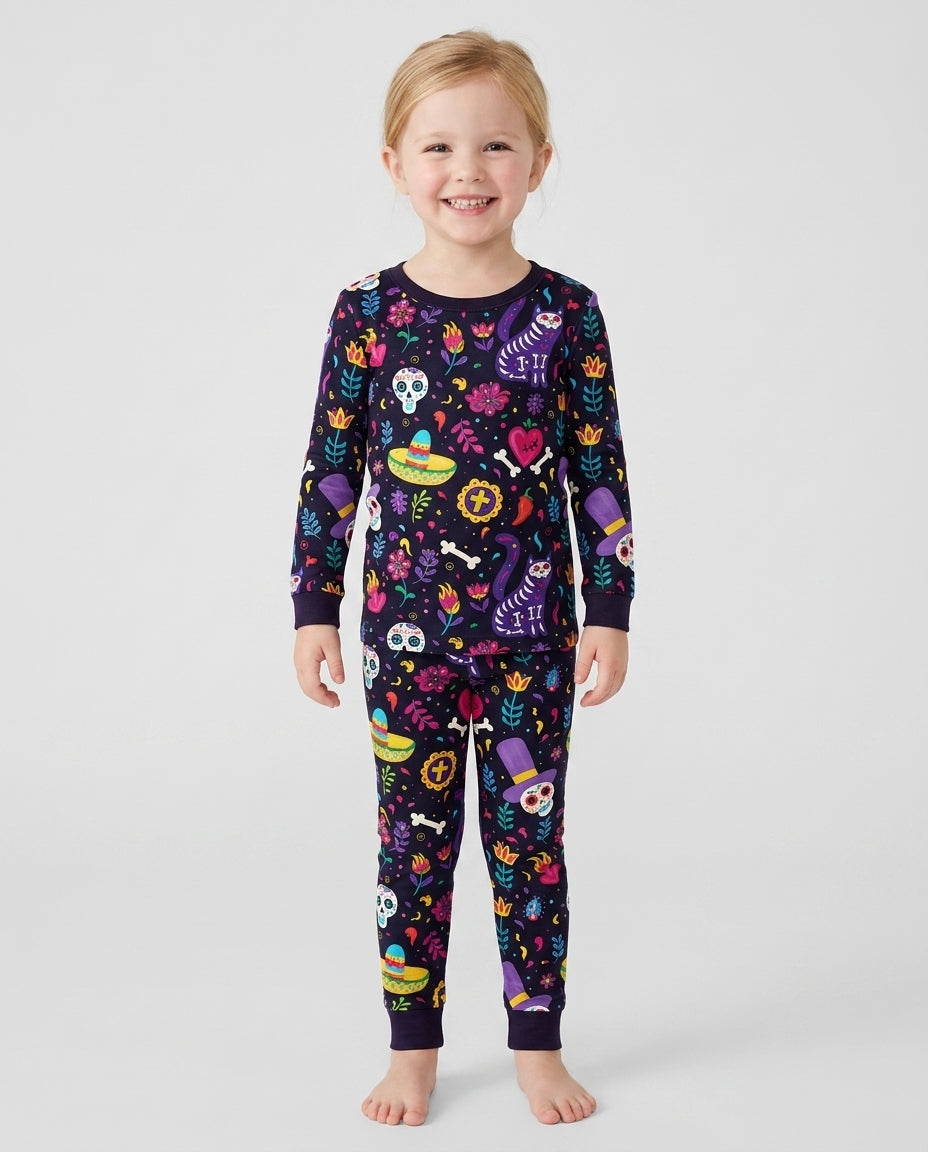 Zweiteiliges Langarm-Pyjama-Set mit Sommerfrüchten