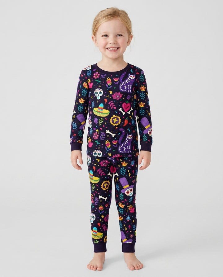 Zweiteiliges Langarm-Pyjama-Set mit Sommerfrüchten