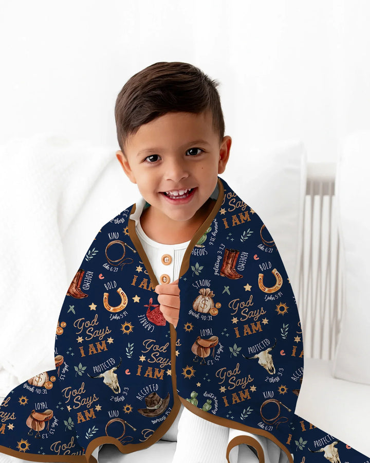 God Says I Am Western Faith Bamboo Blanket