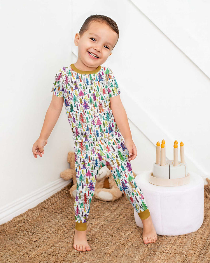 Christmas Trees Decoration Bamboo Two Piece Short Sleeve Pajama Set