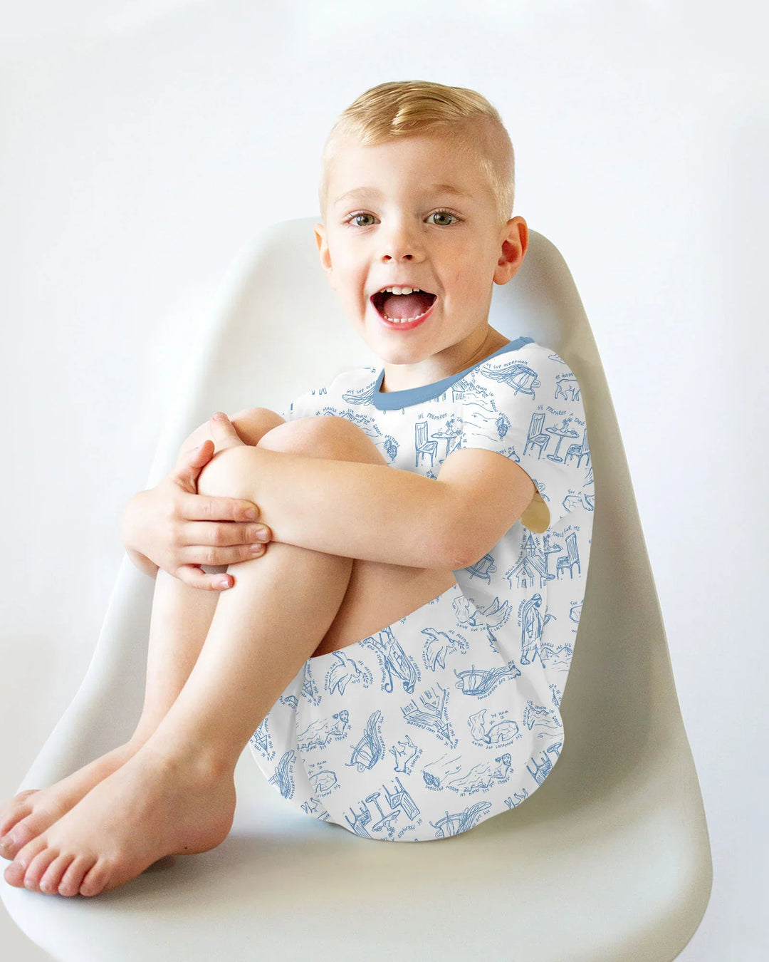 Psalm 23 Sketch Bamboo Two Piece Short Sleeve Shorts Pajama Set