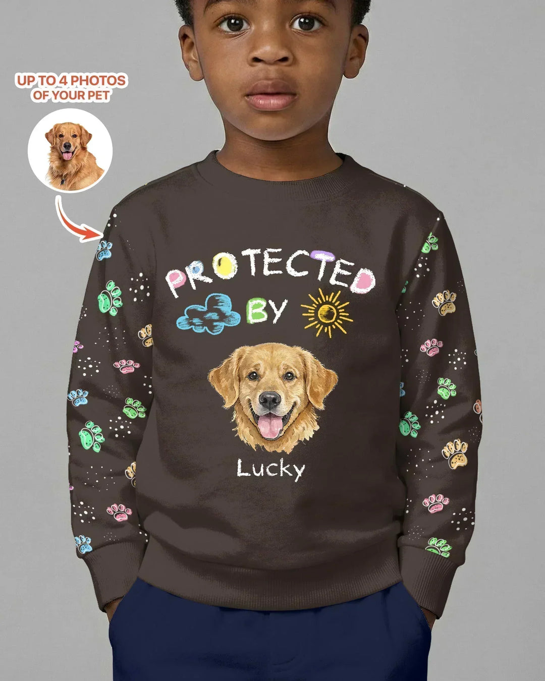 Personalisierbares Foto-Bambus-Rundhals-Sweatshirt „Protected By“
