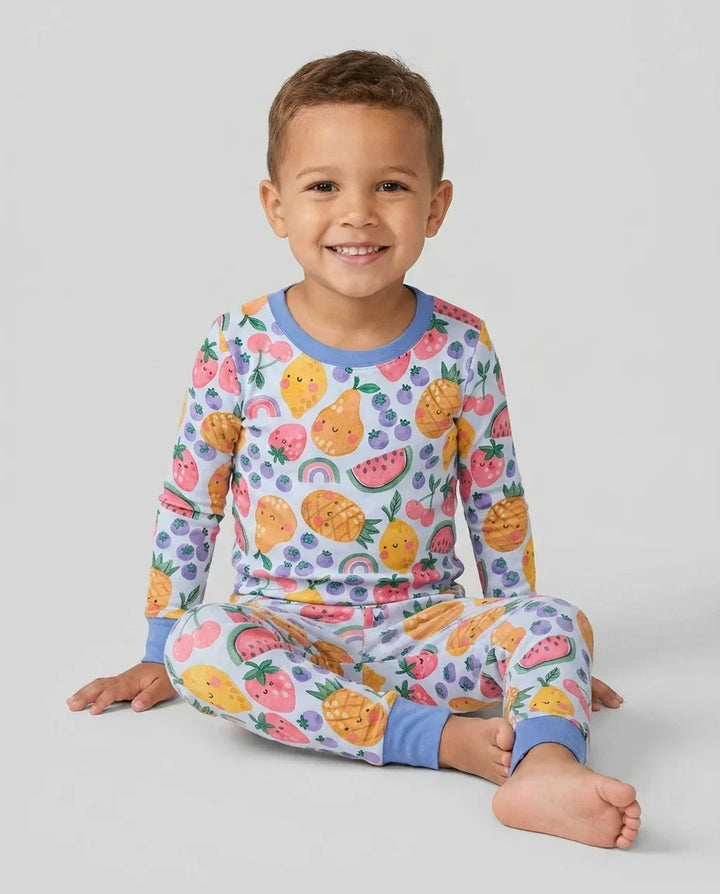 Zweiteiliges Langarm-Pyjama-Set mit Sommerfrüchten
