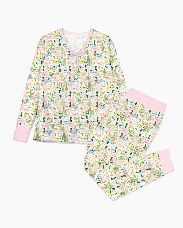Ausgefallenes Stockenten-Pyjama-Set aus Bambus für Damen
