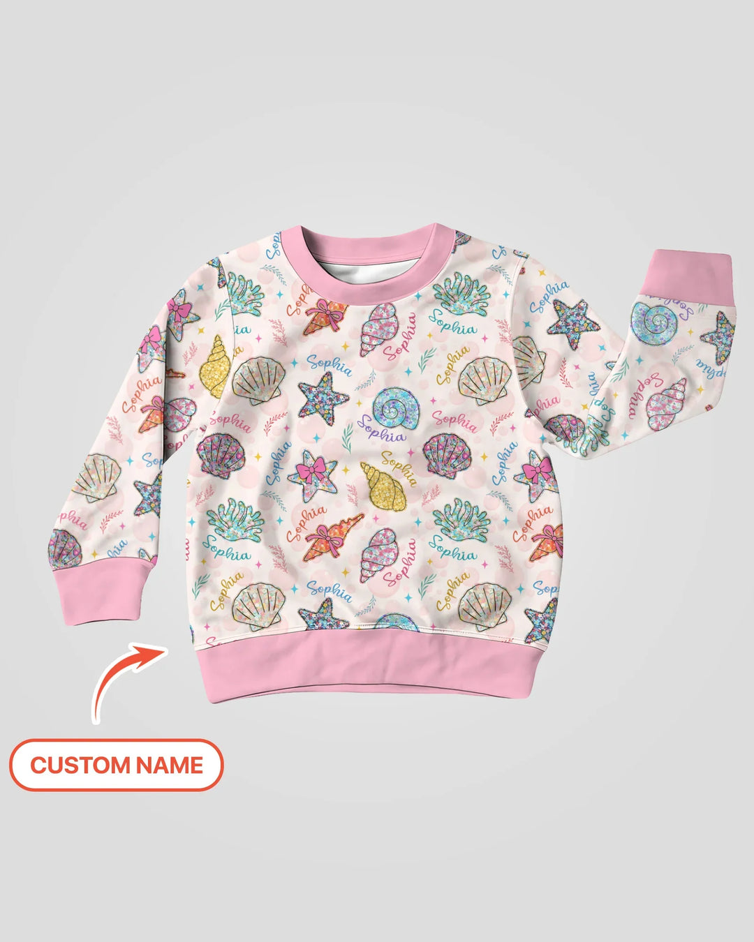Benutzerdefinierter Name Seaside Wildflower Sommer Bambus Rundhals-Sweatshirt