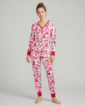 Pink Christmas Santa Bows Bamboo Women Pajama Set