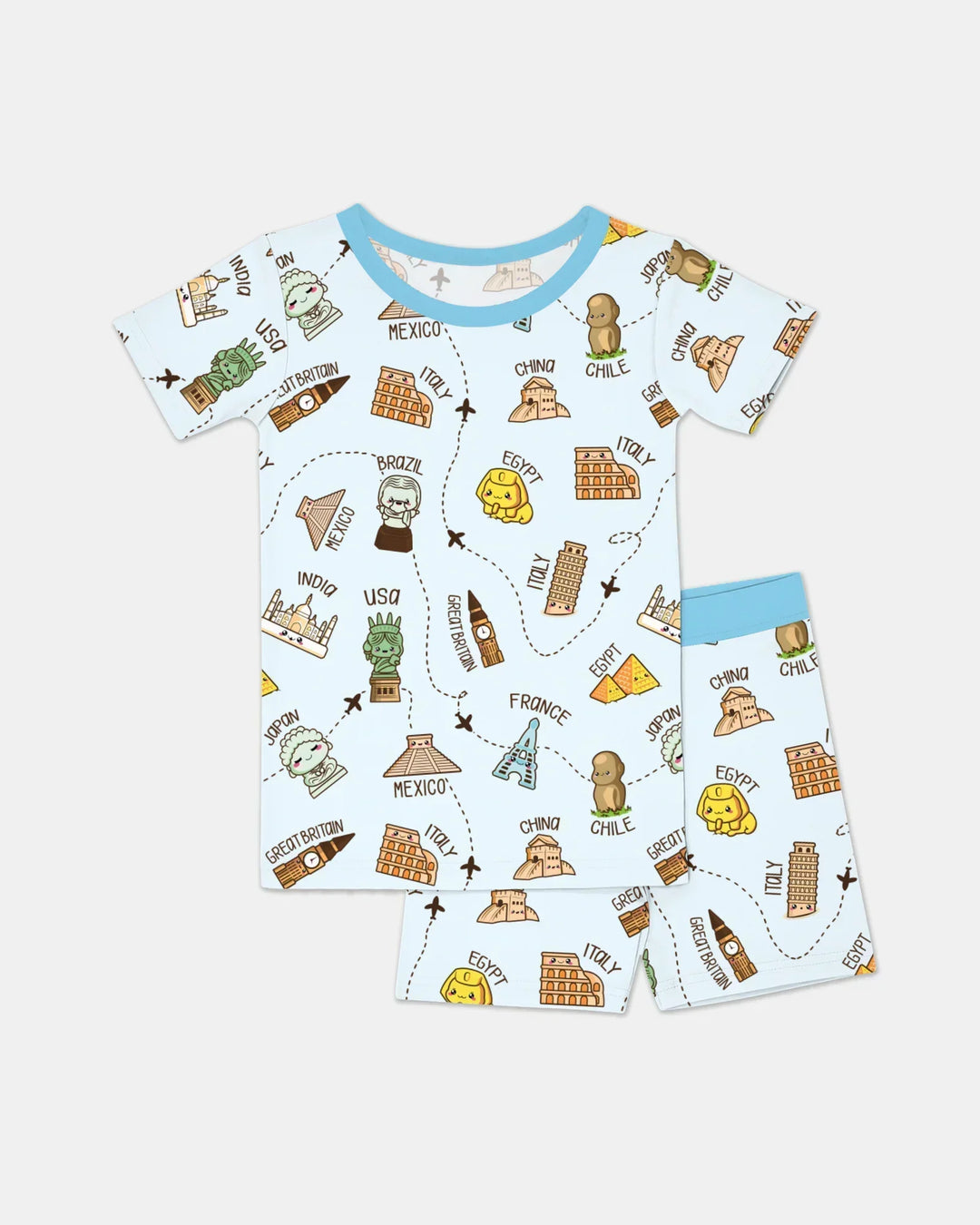 Template Zweiteiliges Pyjama-Set mit kurzen Ärmeln und Shorts