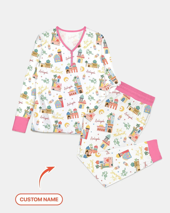 Eid Mubarak Personalisierter Bambus Damen Pyjama-Set