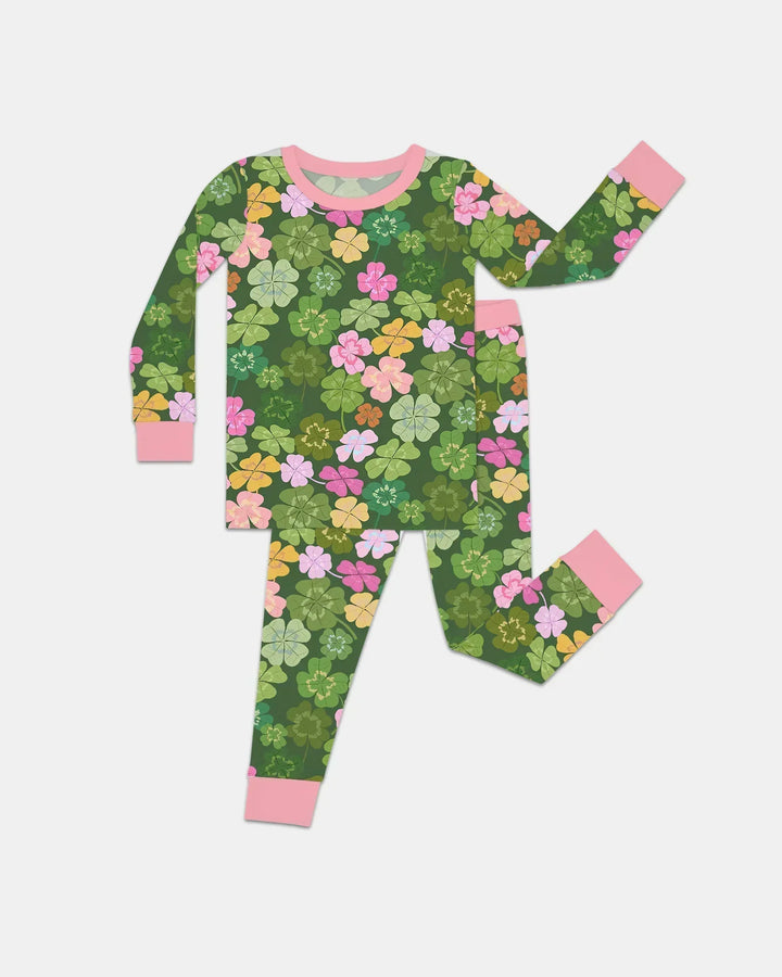 Lucky 4 Leaf Clover Bamboo Two Piece Long Sleeve Pajama Set
