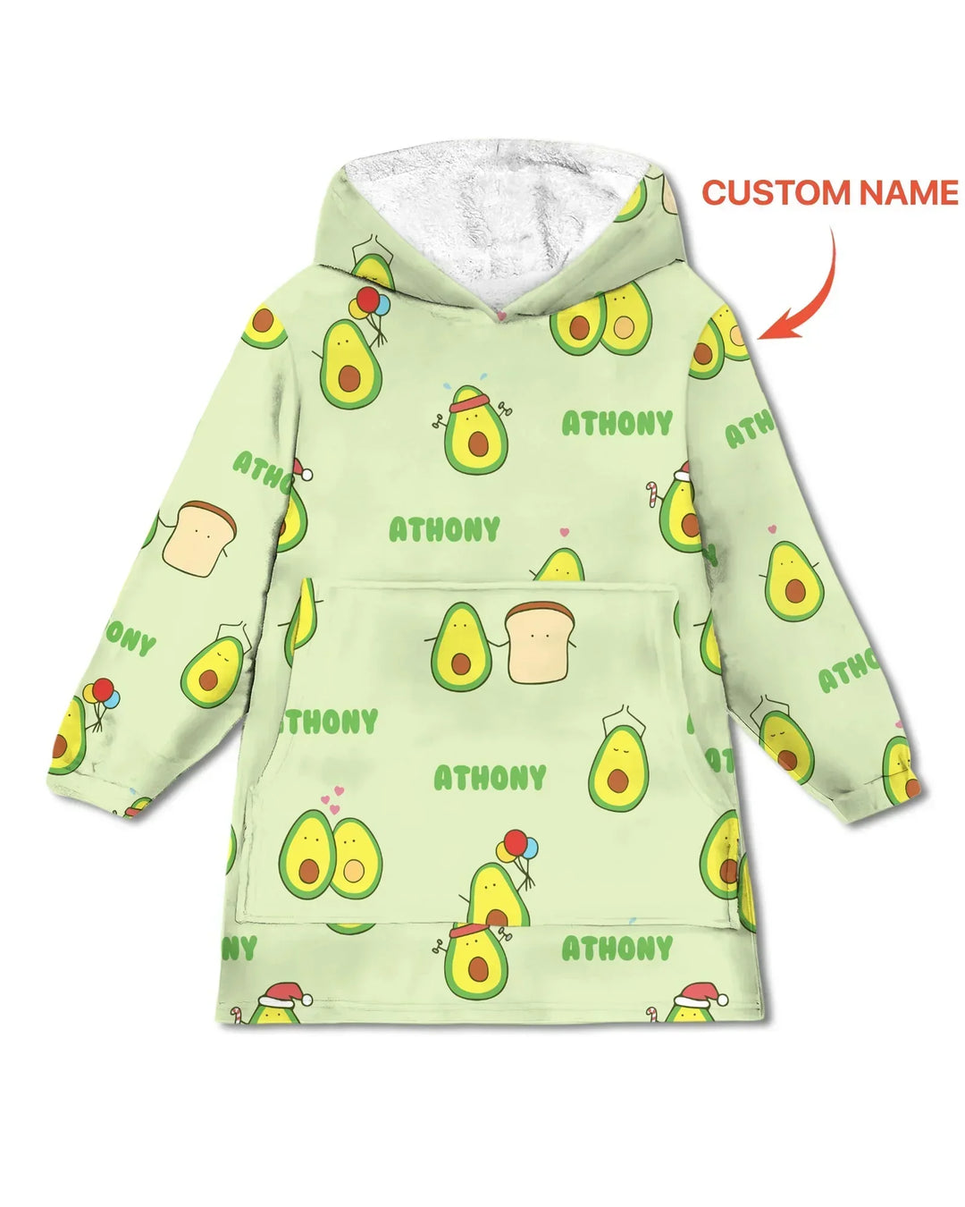 Personalisierte Niedliche Avocado Bambus Decken-Hoodie