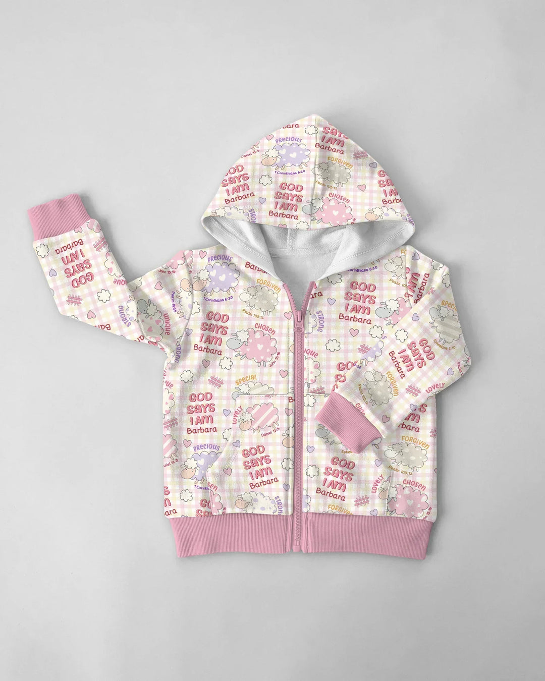 Kleines Lamm Gott Sagt Ich Bin Personalisierter Bambus Reißverschluss-Hoodie