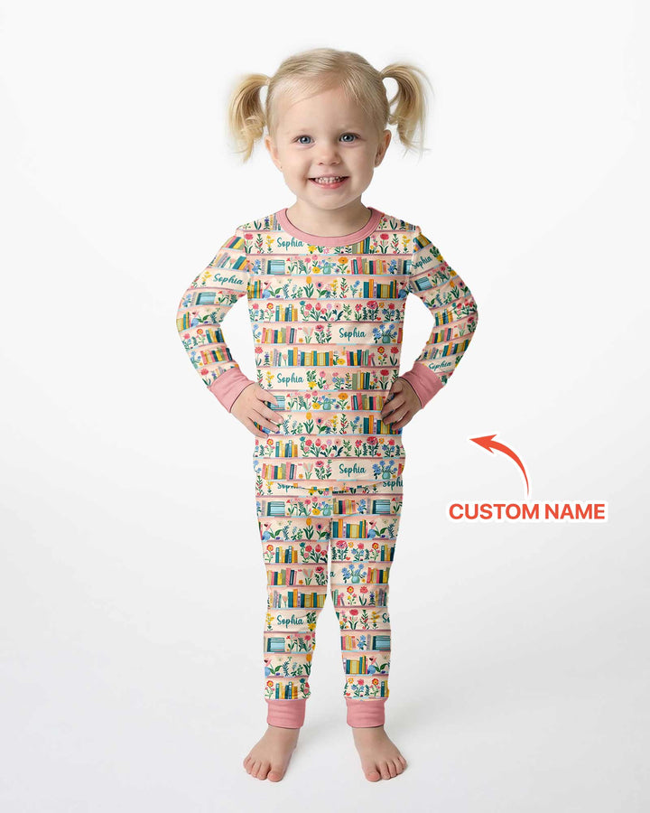 Personalized Book Lover Bamboo Two Piece Long Sleeve Pajama Set