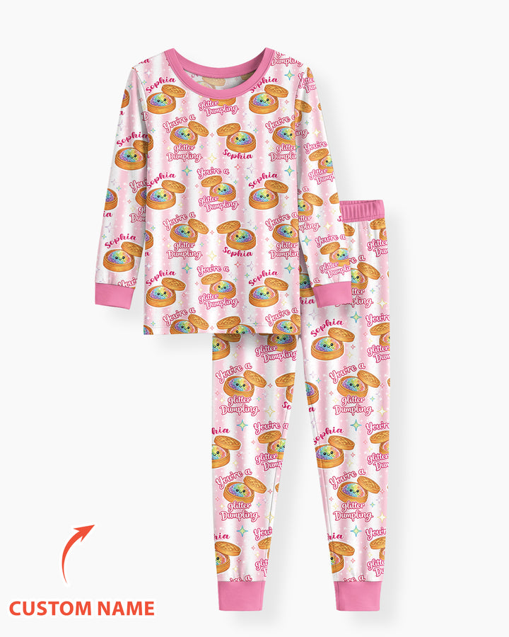 Personalized You're Glitter Dumpling Bamboo Two Piece Long Sleeve Pajama Set
